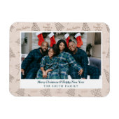 Elegante Blush Roze Kerstgroeten met Foto Magneet (Horizontaal)