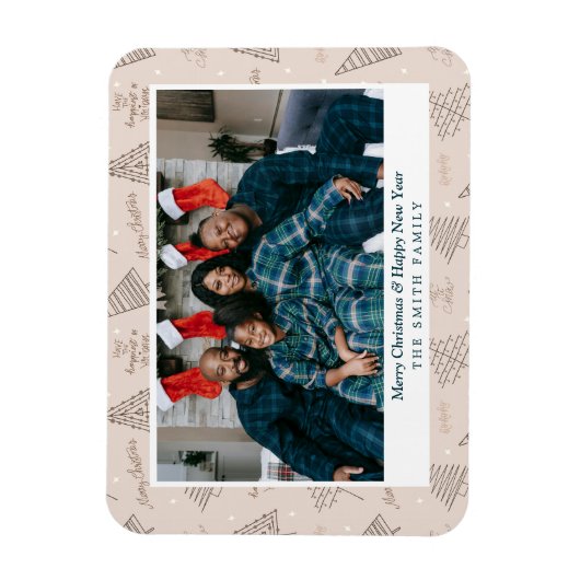 Elegante Blush Roze Kerstgroeten met Foto Magneet (Verticaal)