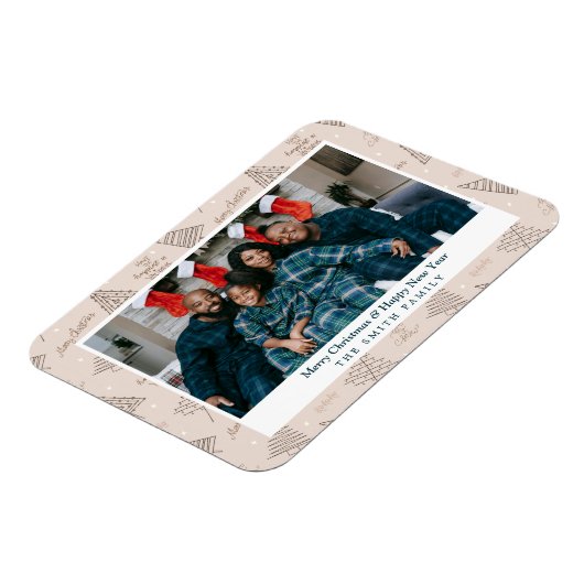 Elegante Blush Roze Kerstgroeten met Foto Magneet (Linkerzijde)