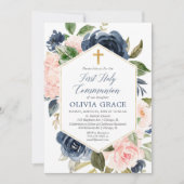 Elegante blush roze marine meisje eerste heilige c kaart (Voorkant)