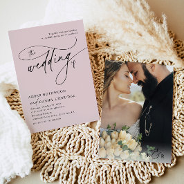 Elegante Blush Roze Minimalistische Huwelijk Kaart