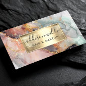 Elegante Blush Roze Mint en Gouden Waterverf Marme Visitekaartje