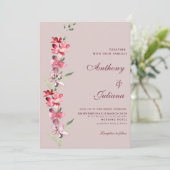 Elegante blush roze mint orchidee bloemen Bruiloft Kaart (Staand voorkant)