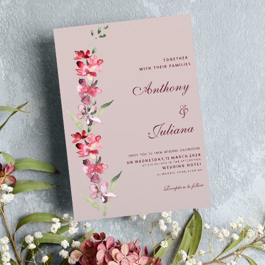 Elegante blush roze mint orchidee bloemen Bruiloft Kaart