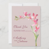 Elegante blush roze mint orchidee bloemen Dank u Kaart (Voorkant)