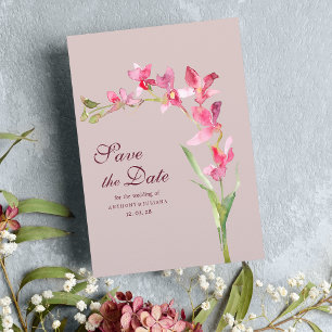 Elegante blush roze mint orchidee Save the Date Kaart