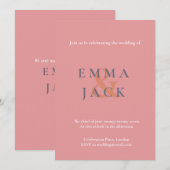 Elegante Blush Roze Moderne Ampersand bruiloft Kaart (Voorkant / Achterkant)