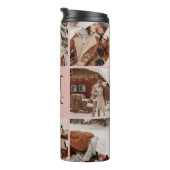 Elegante Blush Roze Monogram Familie Fotocollage Thermosbeker (Geroteerd rechts)
