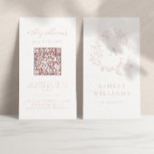 Elegante Blush Roze Monogram QR Code Floral Crest Visitekaartje