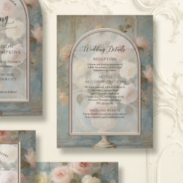 Elegante  Blush Roze N Gouden Bruiloft Details Informatiekaartje