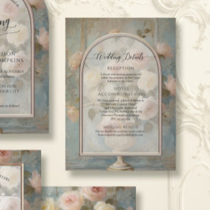 Elegante  Blush Roze N Gouden Bruiloft Details Informatiekaartje