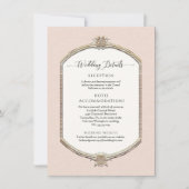 Elegante  Blush Roze N Gouden Bruiloft Details Kaart (Voorkant)