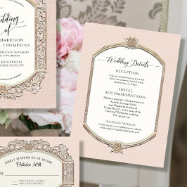 Elegante Blush Roze N Gouden Bruiloft Details Kaart
