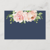 Elegante Blush Roze Navy Bloemen Bruiloft Receptie Informatiekaartje (Achterkant)