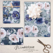 Elegante Blush Roze & Navy Waterverf Rozen Inpakpapier Vel