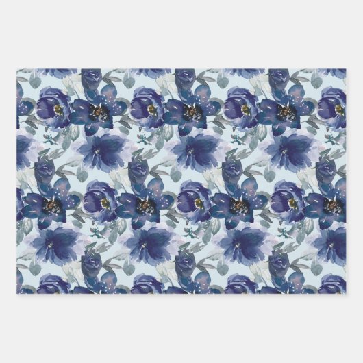 Elegante Blush Roze & Navy Waterverf Rozen Inpakpapier Vel (Voorkant 2)