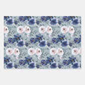 Elegante Blush Roze & Navy Waterverf Rozen Inpakpapier Vel (Voorkant)