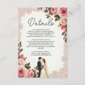 Elegante Blush Roze Paar Zomer Bloemen Huwelijk Informatiekaartje (Voorkant)
