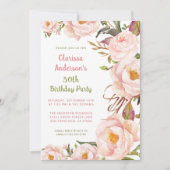 Elegante Blush Roze Pioen 30e Verjaardag Kaart (Voorkant)