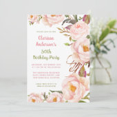 Elegante Blush Roze Pioen 30e Verjaardag Kaart (Staand voorkant)