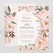 Elegante Blush Roze Pioen 30e Verjaardag Kaart (Voorkant / Achterkant)