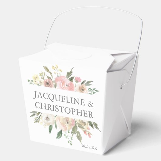 Elegante Blush Roze Pioen Bloemen bruiloft fortuin Bedankdoosjes (Voorkant)