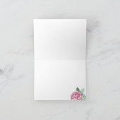 Elegante Blush Roze pioen en goud groen Baby Sh Bedankkaart (Binnen)