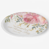 Elegante Blush Roze Pioenbloem 80e verjaardag Papieren Bordje (Gekanteld)