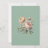 Elegante Blush Roze Pioenrozen Pastel Sage Bruilof Save The Date (Achterkant)
