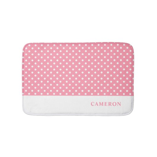 Elegante Blush Roze Polka Dots Gepersonaliseerd Badmat (Voorkant)
