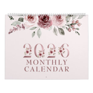 Elegante Blush Roze Roos 2026 Kalender