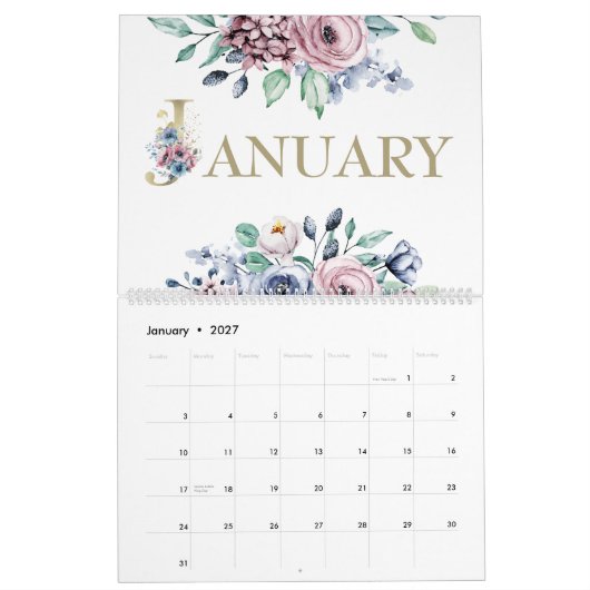 Elegante Blush Roze Roos 2026 Kalender (Jan 2027)