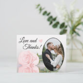 Elegante Blush Roze Roos Trouwliefde & Dank Briefkaart (Staand voorkant)