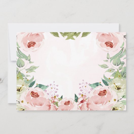 Elegante Blush Roze Rose Bloemen Doop Foto Bedankkaart (Achterkant)