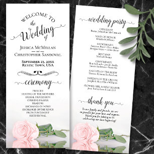 Elegante Blush Roze Rose Eenvoudige Romantische Br Programmakaart
