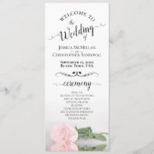 Elegante Blush Roze Rose Eenvoudige Romantische Br Programmakaart (Voorkant)