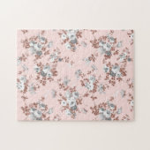 Elegante blush roze rosé goud glitter grijs bloeme legpuzzel (Horizontaal)