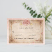 Elegante Blush Roze Rose Goud Rustieke Bruiloft RSVP Kaartje (Staand voorkant)
