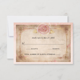 Elegante Blush Roze Rose Goud Rustieke Bruiloft RSVP Kaartje