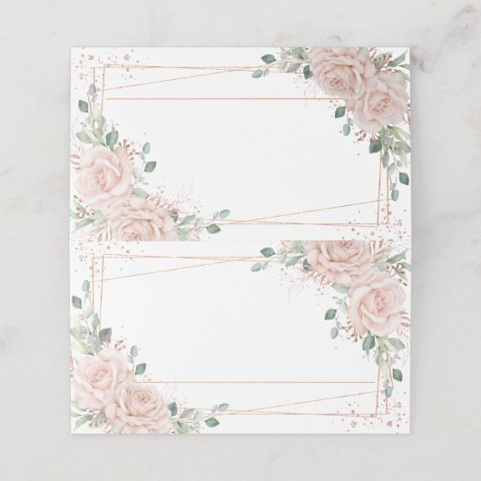 Elegante Blush Roze Rozen Bloem Roze Goud  Plaatskaartje (Buitenkant ongevouwen)