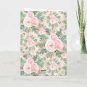 Elegante Blush Roze Rozen Bloemen Munt Gouden blad Bedankkaart (Achterkant)