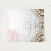 Elegante blush roze rozen eucalyptus 16e verjaarda wandkleed (Voorkant (horizontaal))