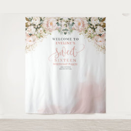 Elegante blush roze rozen eucalyptus 16e verjaarda wandkleed