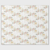 Elegante blush roze rozen eucalyptus 90ste verjaar cadeaupapier (Vlak)
