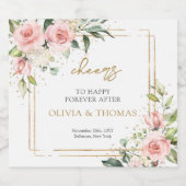 Elegante blush roze rozen eucalyptus goud schitter bier etiket (Enkel label)