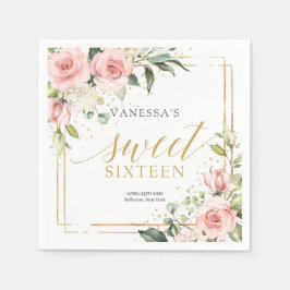 Elegante blush roze rozen eucalyptus goud Sweet 16 Servet