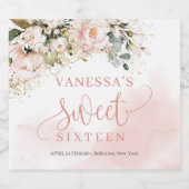 Elegante blush roze rozen eucalyptus goud zestien bier etiket (Enkel label)