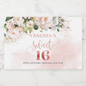 Elegante blush roze rozen eucalyptus goud zestien likeurfles etiket (Enkel label)