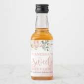 Elegante blush roze rozen eucalyptus goud zestien likeurfles etiket (Voorkant)