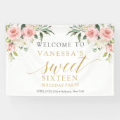 Elegante blush roze rozen eucalyptus goud zoet 16 spandoek (Horizontaal)